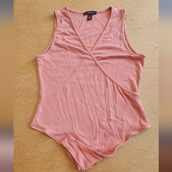 Forever 21 Pink Asymmetrical Wrap Bodysuit - Picture 1 of 2